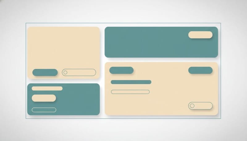 Abstract illustration of clean, modern dashboard panels in soft teal and warm sand tones, representing the refreshed WordPress 7.0 admin.